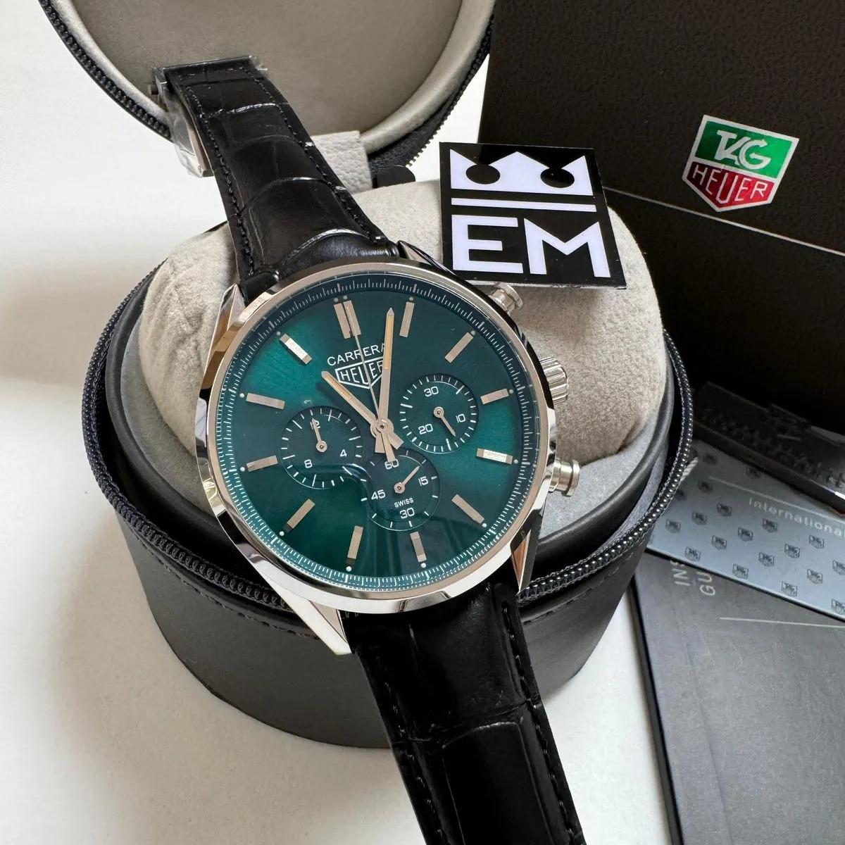 TAG Heuer Carrera Chronograph – Emerald Green Dial Leather Strap