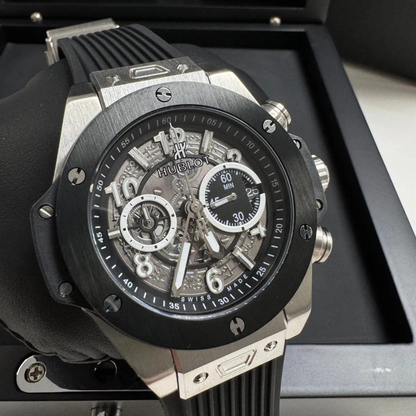 Big Bang Unico Black Silver Skeleton