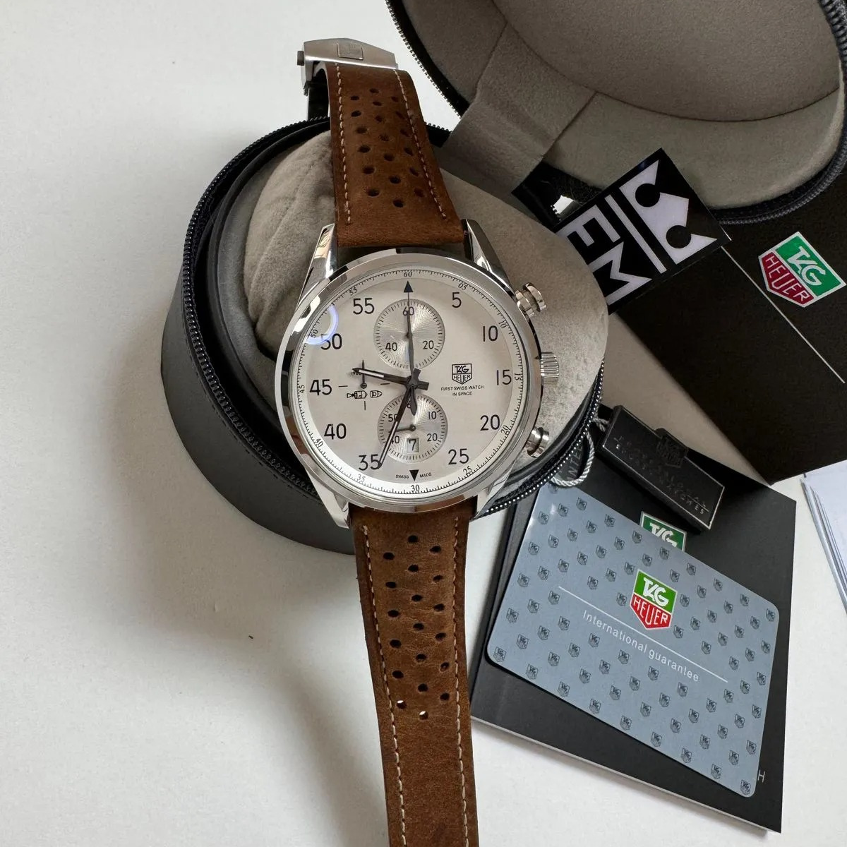 TAG Heuer Carrera Chronograph Classic White Leather Strap