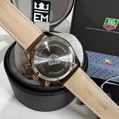 TAG Heuer Carrera Chronosprint – Silver/Red – Brown Leather Strap