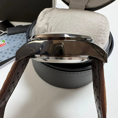 TAG Heuer Carrera Chronograph Black Brown Leather Strap