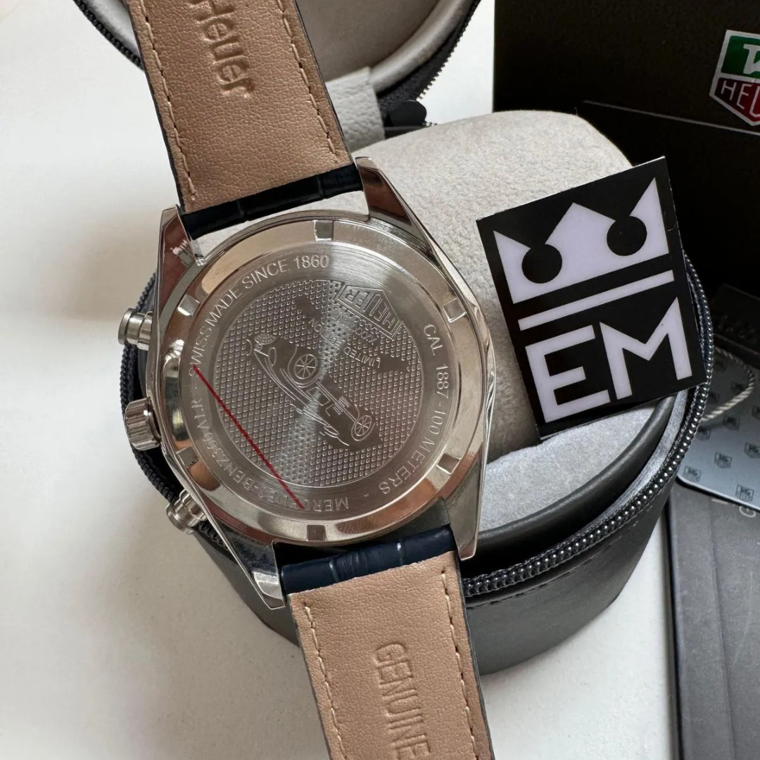 TAG Heuer Carrera Chronograph – Silver & Blue | Leather Strap