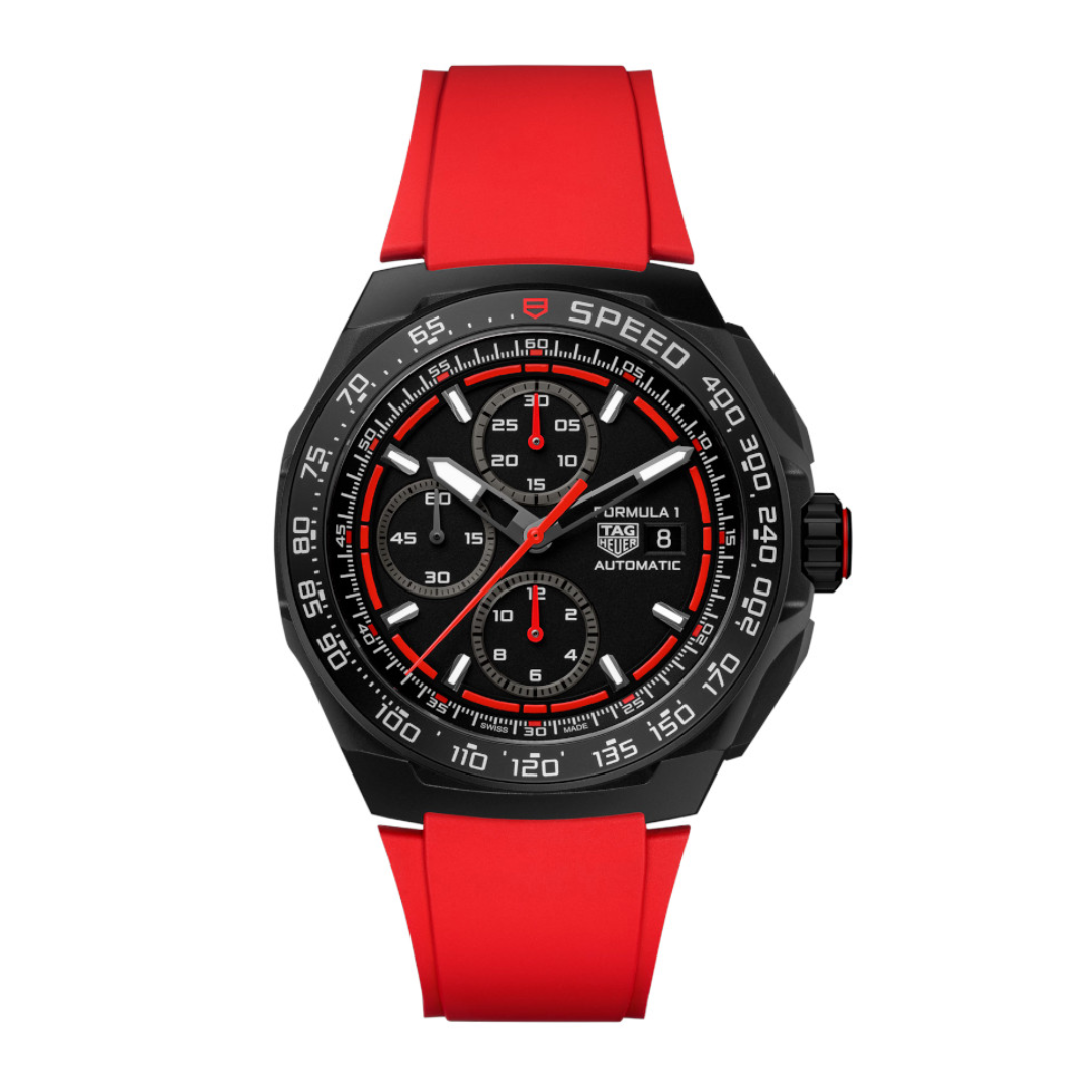 TAG Heuer Formula 1 Automatic Chronograph – Black Red with Red Rubber Strap