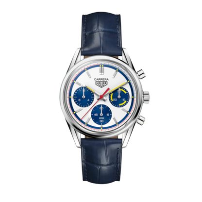TAG Heuer Carrera Chronograph – Silver & Blue | Leather Strap